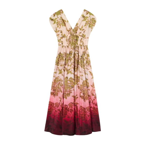La DoubleJ Waldorf Dress in Oasis Ombré Placée Geen & Red