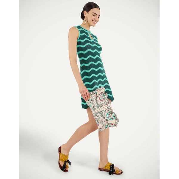 La DoubleJ Wavy Mini Dress in Bicolor Mint & Dark Green, view 4