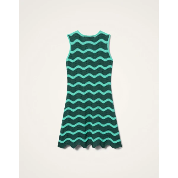 La DoubleJ Wavy Mini Dress in Bicolor Mint & Dark Green, view 6