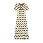 La DoubleJ Wavy Swing Dress in Bicolor White & Chocolate