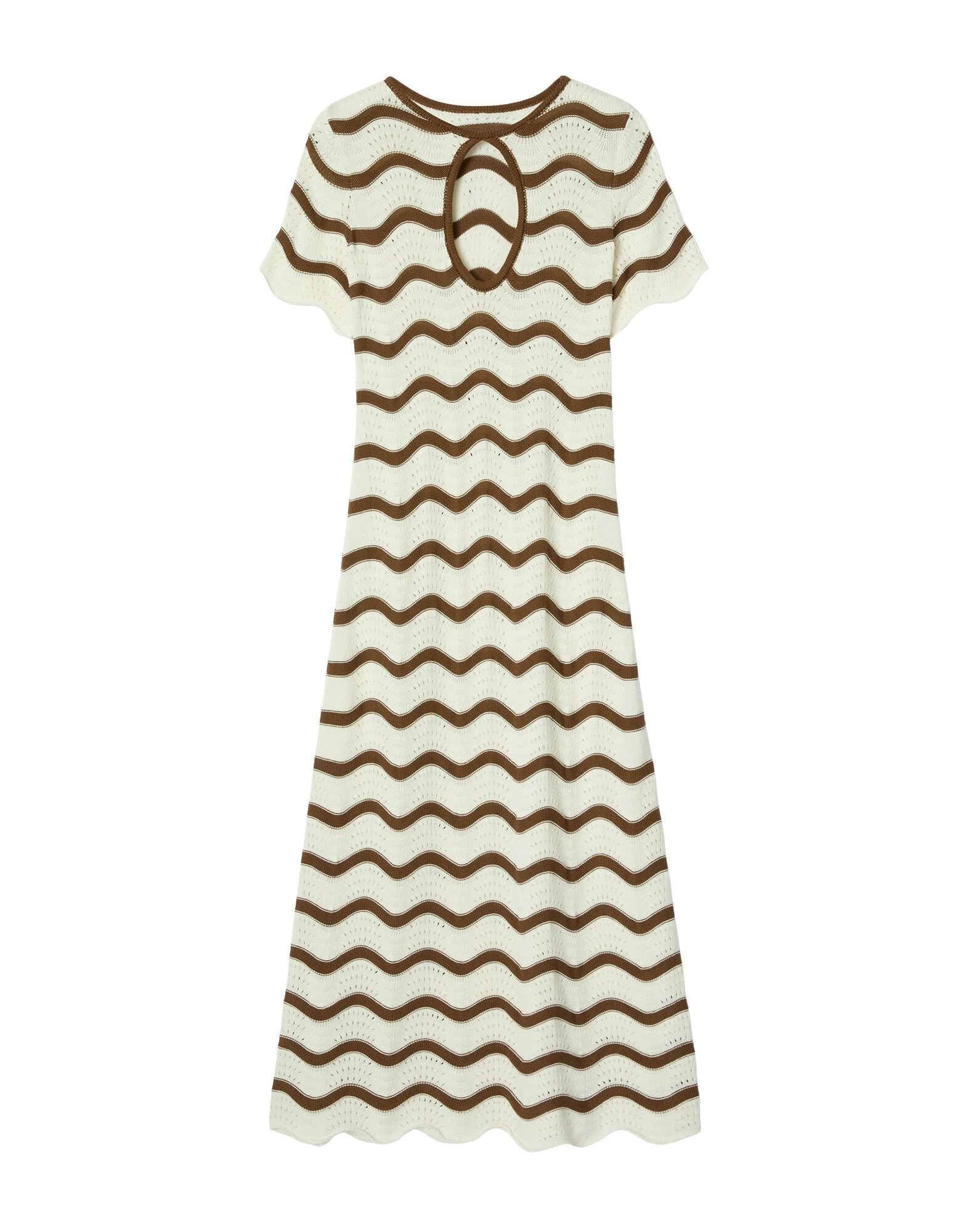 La DoubleJ Wavy Swing Dress in Bicolor White & Chocolate