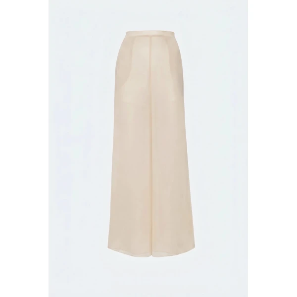 LaPointe Georgette Wide Leg Pant in Ecru, view 5