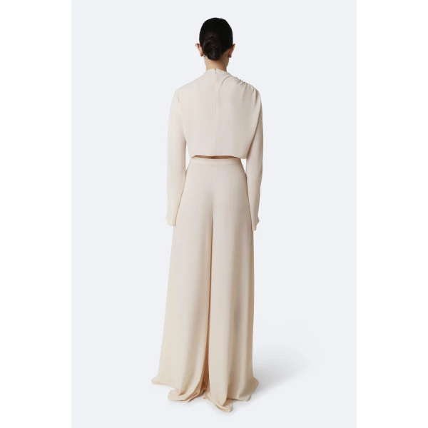 LaPointe Georgette Wide Leg Pant in Ecru, view 4