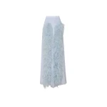 LaPointe Lightweight Georgette Wide Leg Pant With Feathers in Cloud