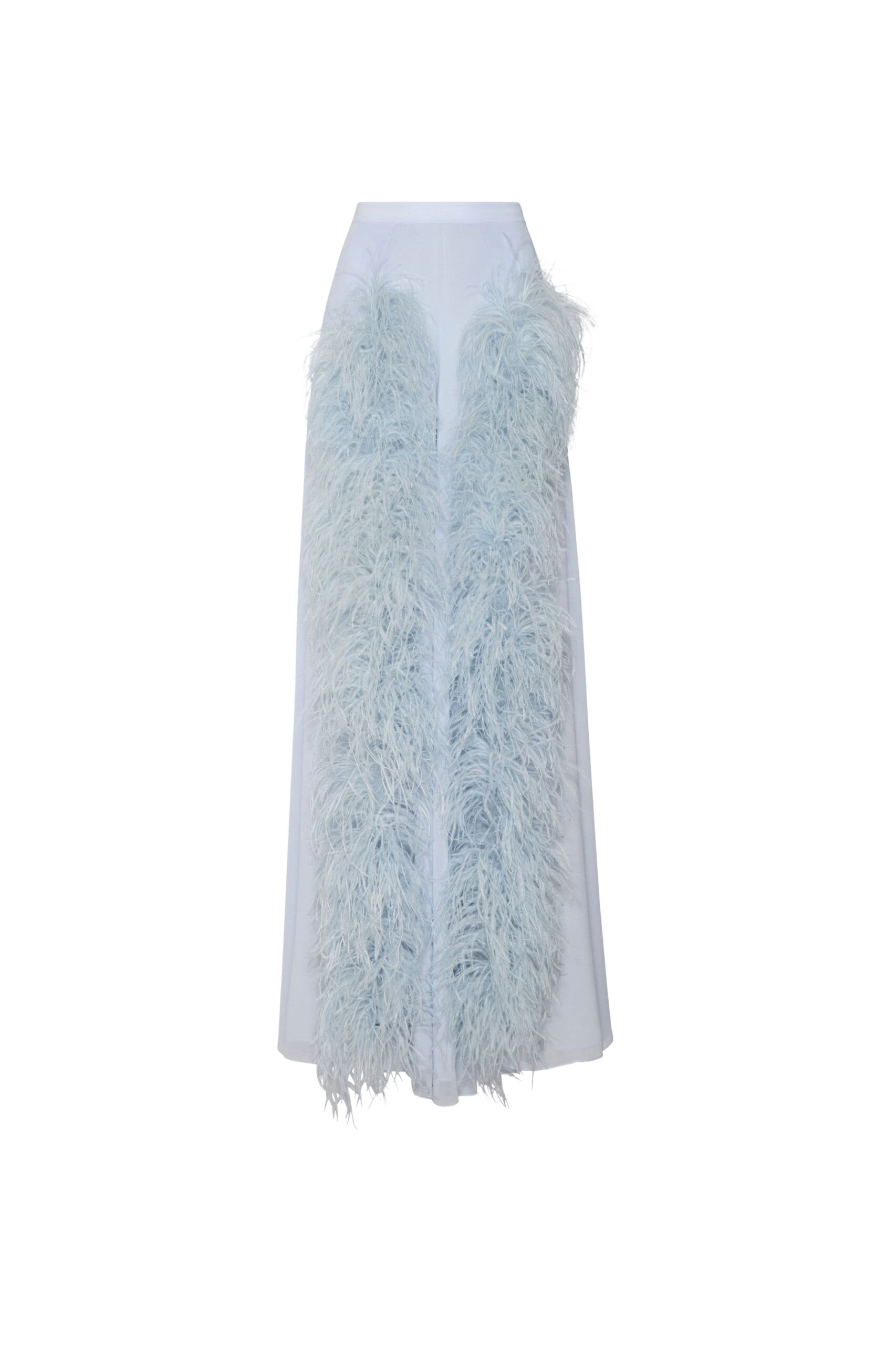 lightweight georgette wide leg pant with feathers