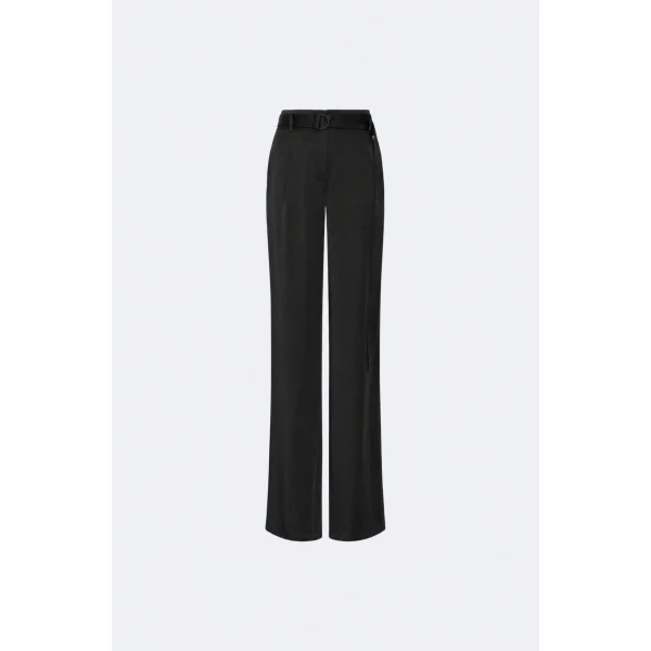 LaPointe Lightweight Satin Belted Pant in Black, view 5