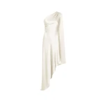 LaPointe Lightweight Satin One Shoulder Dress in Cream