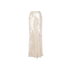 LaPointe Mesh Sequin Wide Leg Pant in Ecru