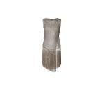 LaPointe Metallic Netting Fringe Asymmetric Top in Gunmetal