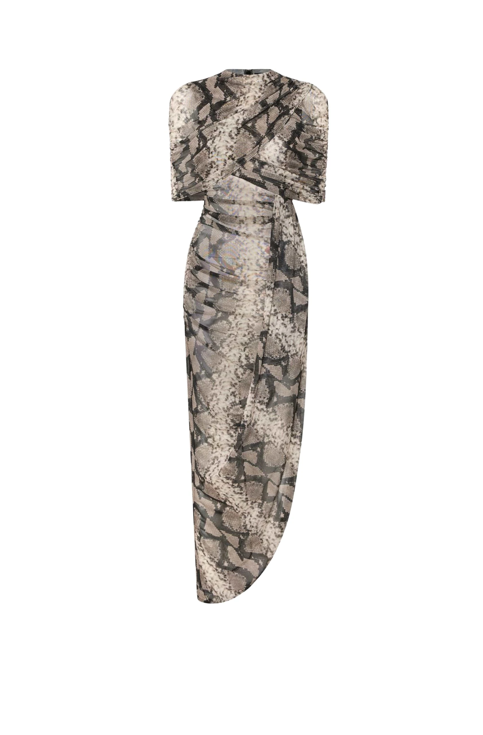 LaPointe-Printed-Mesh-Double-Shawl-Draped-Dress-in-Python-Print-scaled21932_nobg LaPointe Printed Mesh Double Shawl Draped Dress in Python Print