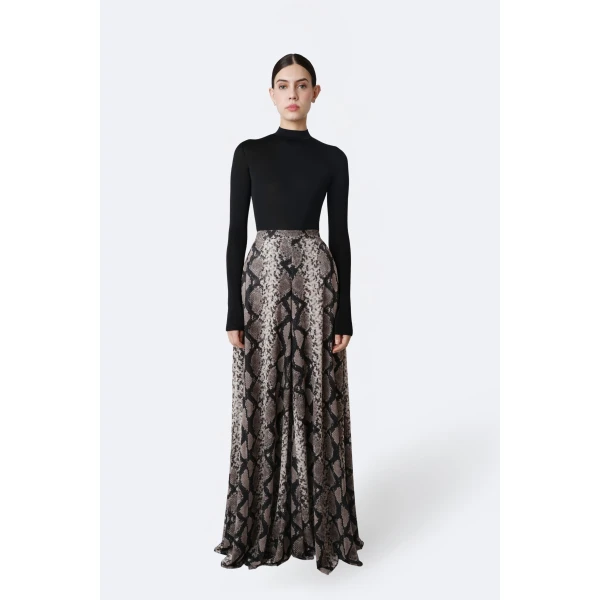 LaPointe Printed Mesh Wide Leg Pant in Python Print, view 2