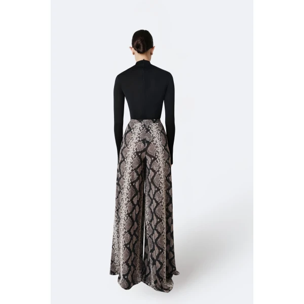 LaPointe Printed Mesh Wide Leg Pant in Python Print, view 3