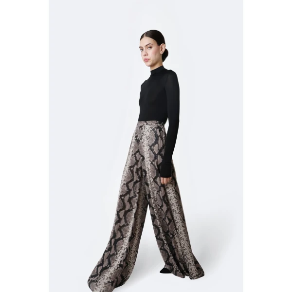 LaPointe Printed Mesh Wide Leg Pant in Python Print, view 4