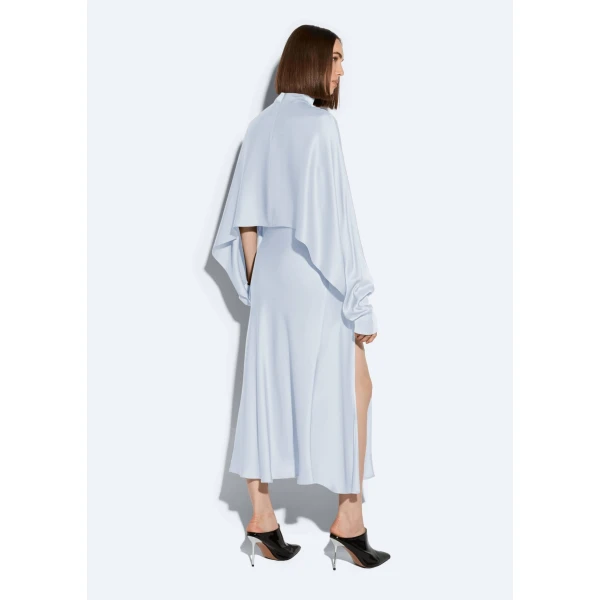 LaPointe Satin Bias Slit Midi Skirt in Cloud, view 3