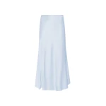 LaPointe Satin Bias Slit Midi Skirt in Cloud