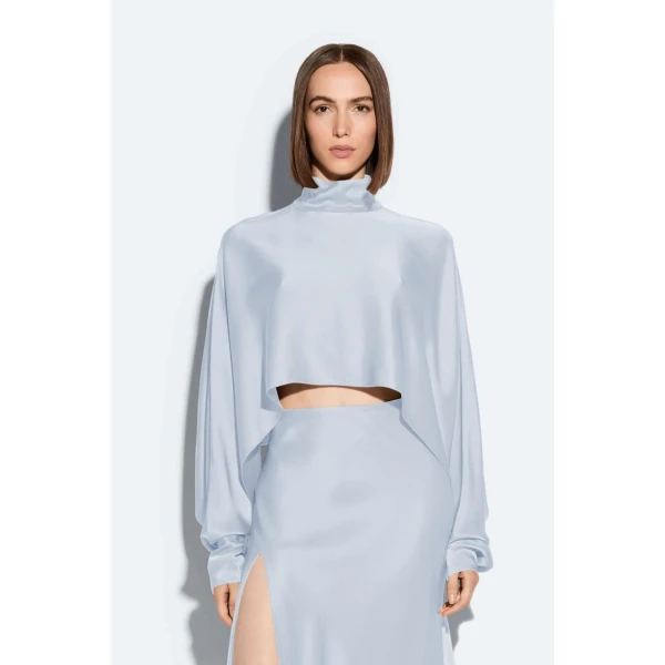 LaPointe Satin Caftan Top in Cloud, view 2