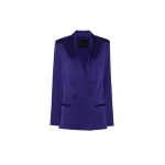 LaPointe Satin Double Breasted Blazer in Indigo