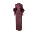 LaPointe-Satin-Tab-Gown-With-Feathers-in-Dark-Mauve-scaled75670_nobg LaPointe Satin Tab Gown With Feathers in Dark Mauve