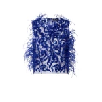 LaPointe Sequin & Feather Embroidery Cropped Tank in Indigo Top