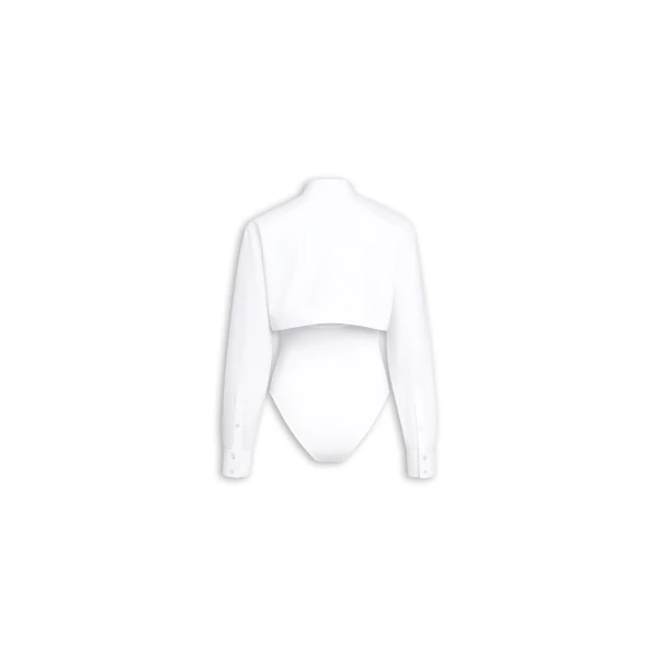 Alaia Layer Cotton Poplin Shirt, view 5