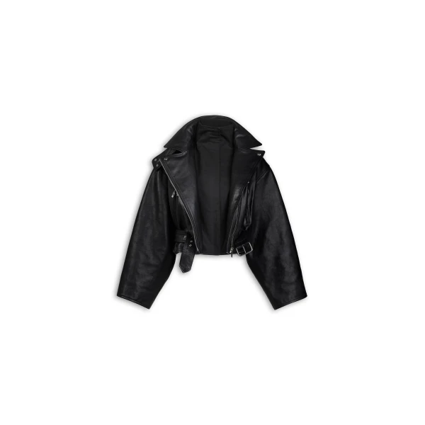 Alaïa Layered Leather Biker Jacket - ALAÏA Jackets - Laser Cut Luxury - Shop at Luxury Shoes 