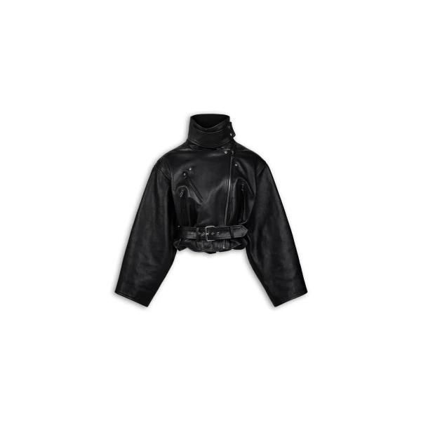 Alaïa Layered Leather Biker Jacket - ALAÏA Jackets - Laser Cut Luxury - Shop at Luxury Shoes 