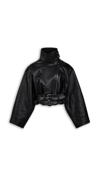 Alaïa Layered Leather Biker Jacket - ALAÏA Jackets - Laser Cut Luxury - Shop at Luxury Shoes 