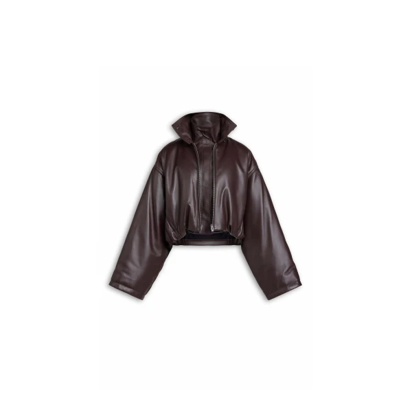 Alaïa Layered Leather Bomber Jacket - ALAÏA Jackets - Laser Cut Luxury - Shop at Luxury Shoes 