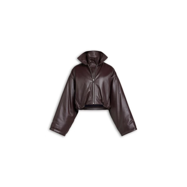 Alaïa Layered Leather Bomber Jacket - ALAÏA Jackets - Laser Cut Luxury - Shop at Luxury Shoes 