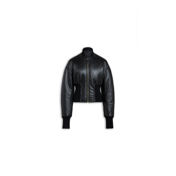 Alaïa Leather Cinched Bomber - ALAÏA Jackets - Laser Cut Luxury - Shop at Luxury Shoes 