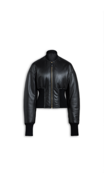 Alaïa Leather Cinched Bomber - ALAÏA Jackets - Laser Cut Luxury - Shop at Luxury Shoes 
