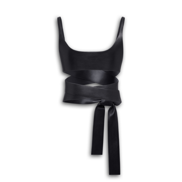 Alaia Leather Criss Cross Top, view 2