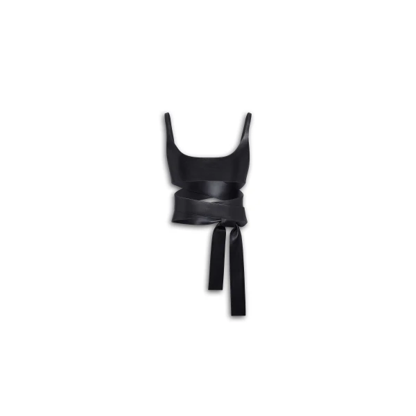 Alaïa Leather Criss Cross Top - ALAÏA Tops - Laser Cut Luxury - Shop at Luxury Shoes 