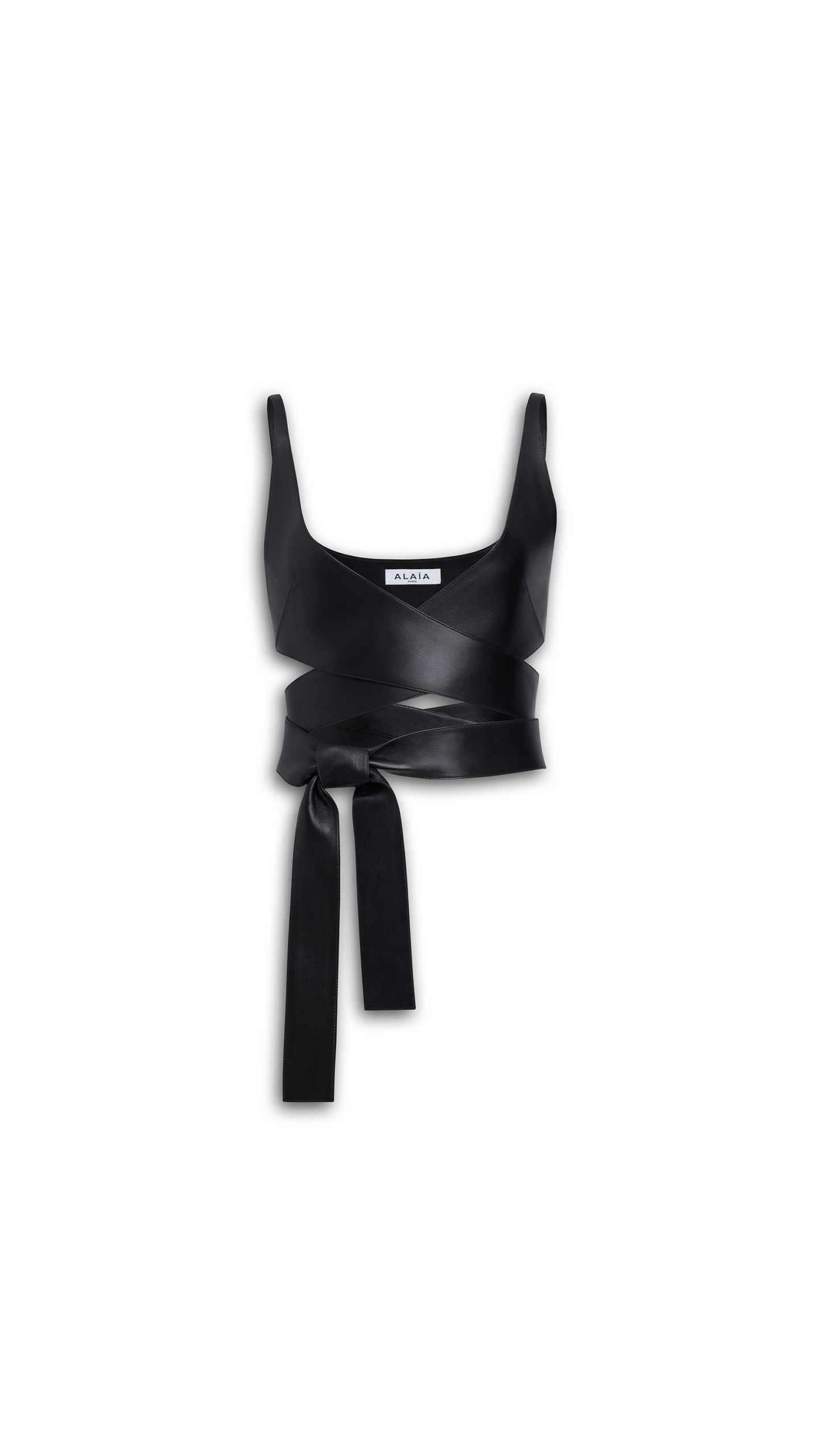 Alaia Leather Criss Cross Top