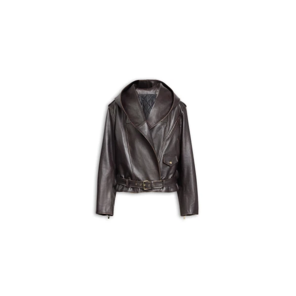 Alaïa Leather Hooded Biker Jacket - ALAÏA Jackets - Laser Cut Luxury - Shop at Luxury Shoes 