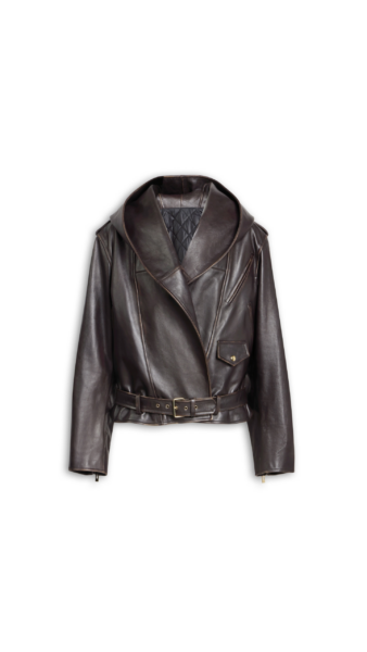 Alaïa Leather Hooded Biker Jacket - ALAÏA Jackets - Laser Cut Luxury - Shop at Luxury Shoes 