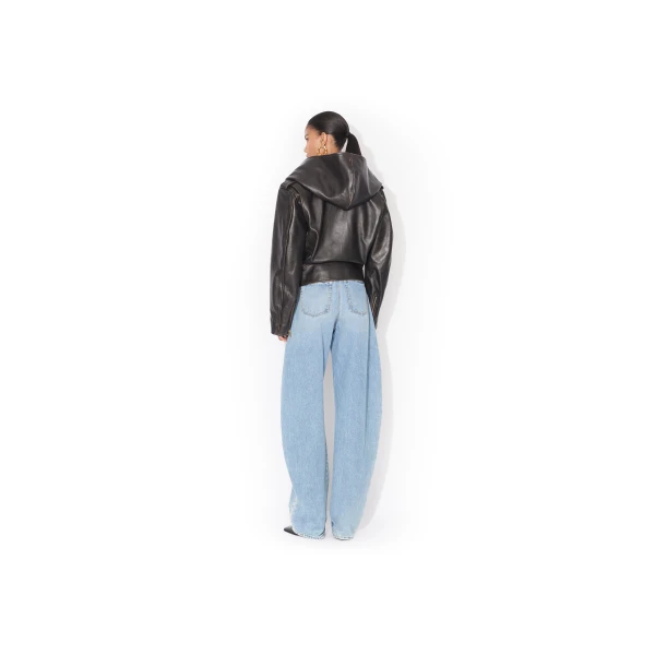 Alaïa Leather Hooded Biker Jacket - ALAÏA Jackets - Laser Cut Luxury - Shop at Luxury Shoes 