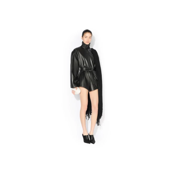 Alaïa Leather Short Jumpsuit - ALAÏA Jumpsuit - Laser Cut Luxury - Shop at Luxury Shoes 
