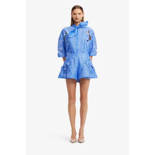 Leo Lin Brooklyn Appliqué Bow Puff Sleeve Top, view 2