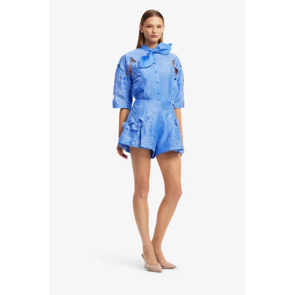 Leo Lin Brooklyn Appliqué Bow Puff Sleeve Top, view 4