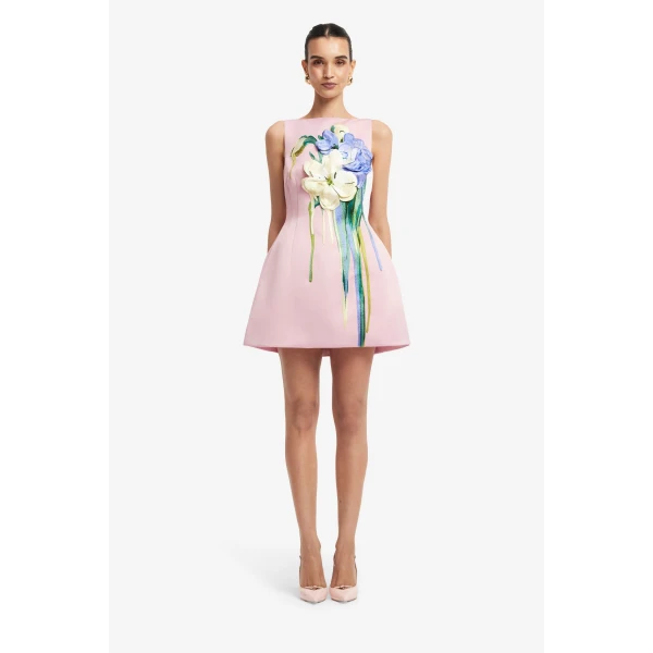Leo Lin Ali Embroidered Boat Neck Mini Dress, view 2