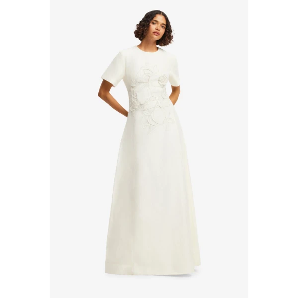 Leo Lin Alice Appliqué Short Sleeve Maxi Dress, view 3