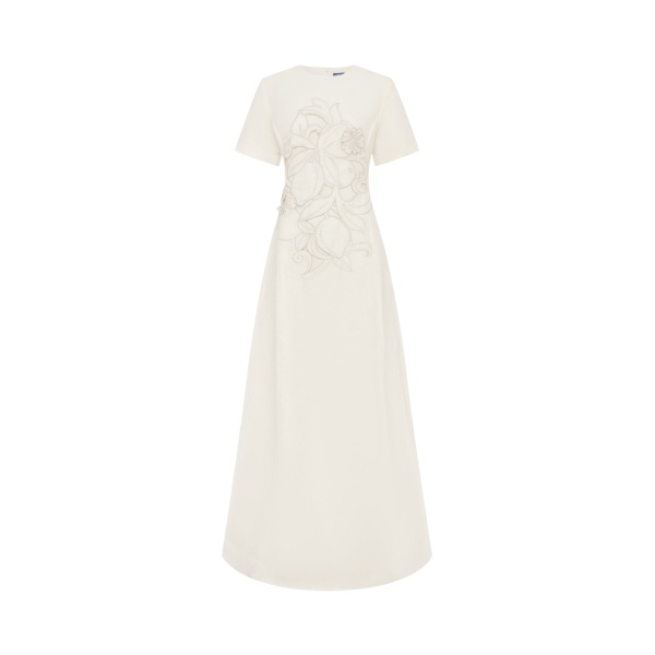 Leo Lin Alice Appliqué Short Sleeve Maxi Dress  - Leo Lin Dress - Australian Luxury Fashion - Shop at Luxury Shoes 