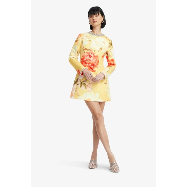 Leo Lin Aliza Embellished Long Sleeve Mini Dress, view 3