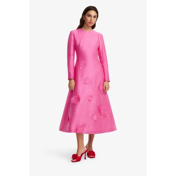 Leo Lin Amira Long Sleeve Petal Midi Dress, view 3