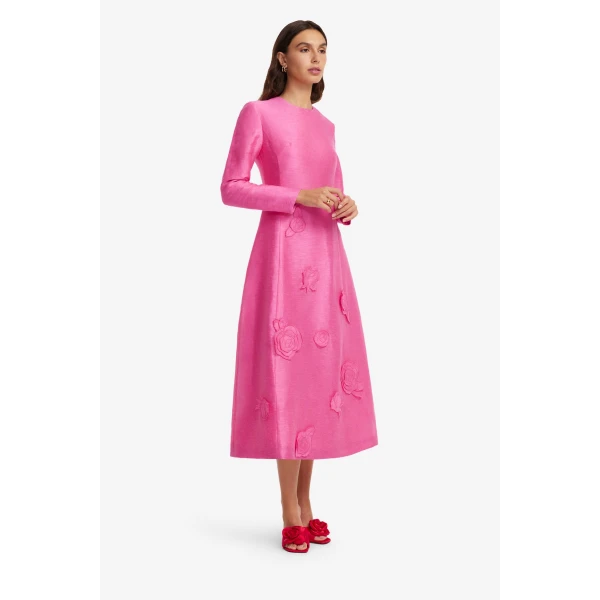 Leo Lin Amira Long Sleeve Petal Midi Dress, view 4