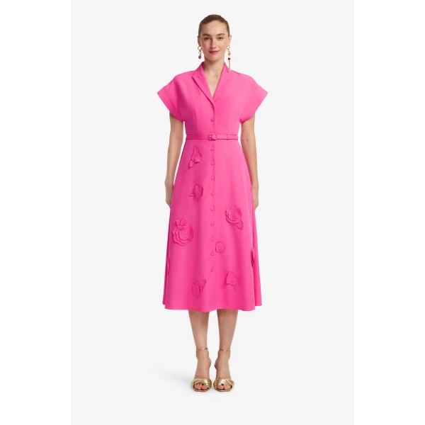Leo Lin Aubrey Appliqué Shirt Midi Dress, view 2