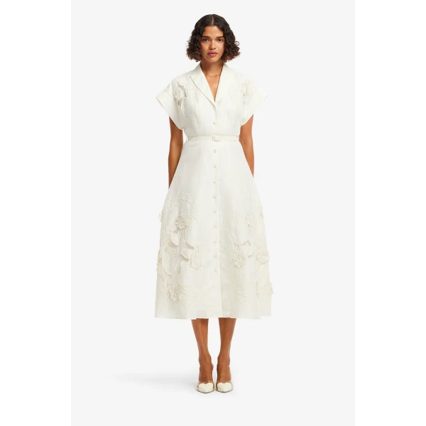 Leo Lin Aubrey Appliqué Shirt Midi Dress, view 2