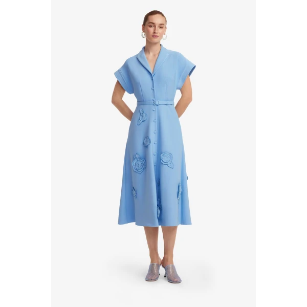 Leo Lin Aubrey Appliqué Shirt Midi Dress, view 3