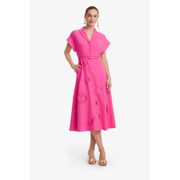 Leo Lin Aubrey Appliqué Shirt Midi Dress, view 3